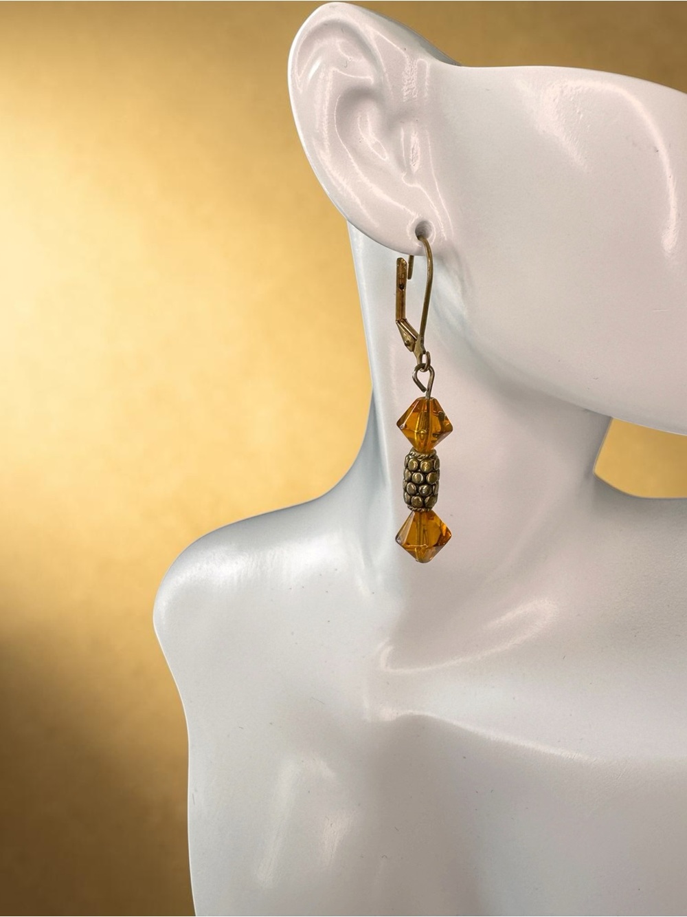 Amber Crystal Drop Earrings - SKU C